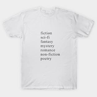 Book Genres T-Shirt